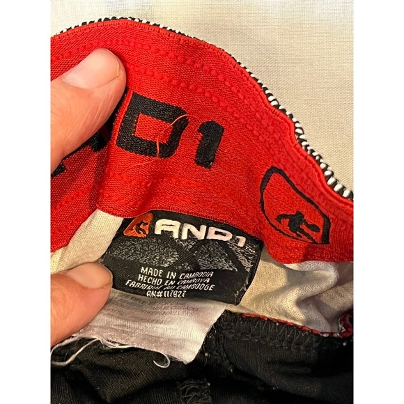 AND1 Black Red Trim Basketball Shorts - Picture 2 of 4
